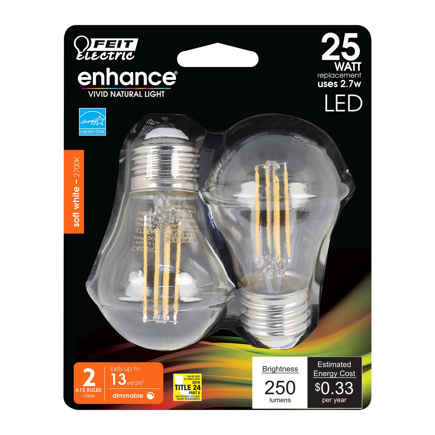 Feit Electric A15 E26 (Medium) Filament LED Bulb Natural Light 25 Watt ...