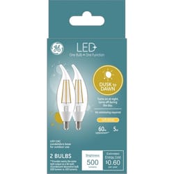 GE LED+ CAC E12 (Candelabra) LED Dusk to Dawn Bulb Soft White 60 Watt Equivalence 2 pk