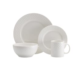 Pfaltzgraff Basket Weave White Porcelain Dinnerware Set 16 pc