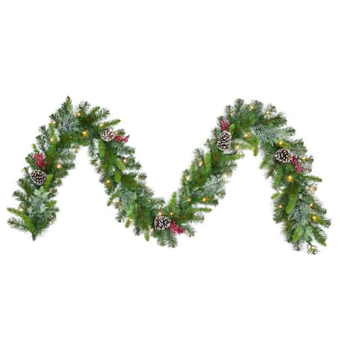 Celebrations Home 10 in. D X 9 ft. L LED Prelit Warm White Mixed Pine  Garland - Ace Hardware