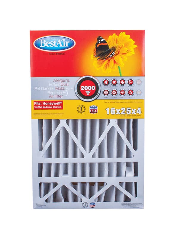 bestair 25 in. w x 16 in. h x 4 in. d 11 merv pleated air filter 1 pk