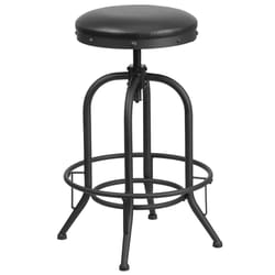 Flash Furniture Black Leather Swivel Rustic Adjustable Barstool