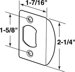 Prime-Line 2-1/4 in. H X 1-5/8 in. L Satin Nickel Gray Steel Latch Strike Plate