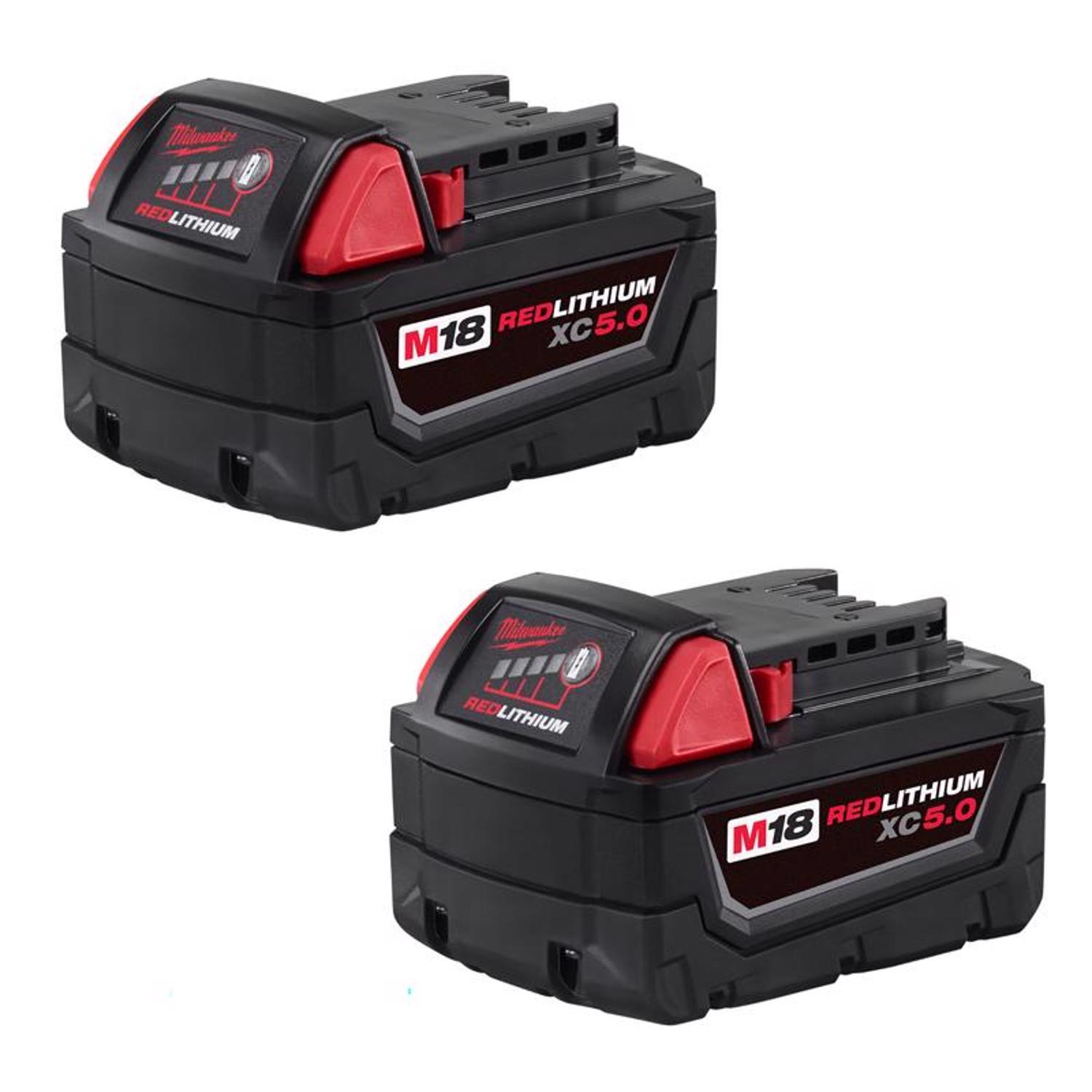 Milwaukee M18 RedLithium XC5.0 5 Ah Lithium-Ion Extended Capacity Battery Pack 2 pc -  48-11-1852