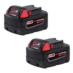 Milwaukee M18 RedLithium XC5.0 5 Ah Lithium-Ion Extended Capacity Battery Pack 2 pc