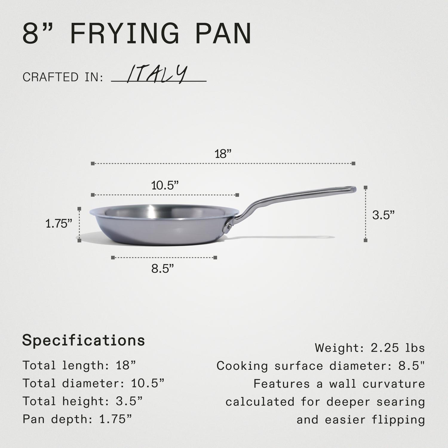 Made In Stainless Steel Fry Pan 8 in. Silver