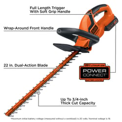 Black+Decker 22 in. 20 V Battery Hedge Trimmer Kit (Battery & Charger)