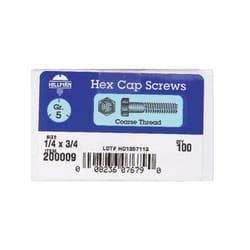 HILLMAN 1/4 in. D X 3/4 in. L Heat Treated Zinc Steel Hex Head Cap Screw 100 pk