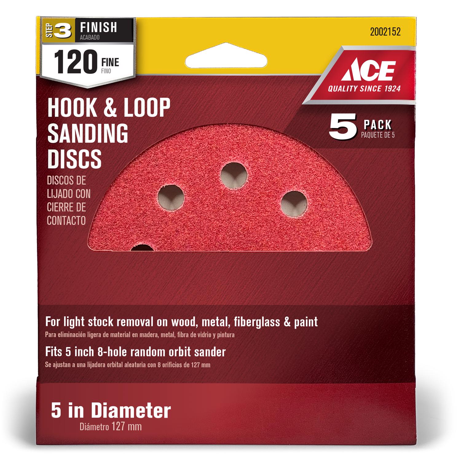 BHA 100 Pack 5 Inch 120 Grit Hook & Loop Sanding Discs – 8 Hole, Aluminum Oxide, DA Orbital
