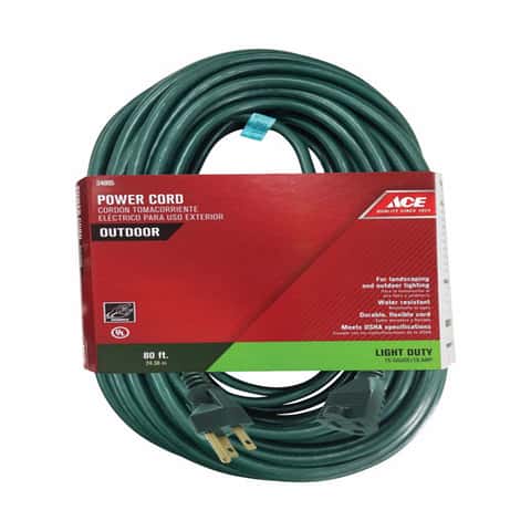 Ace Outdoor 80 ft. L Green Extension Cord 16/3 SJTW - Ace Hardware