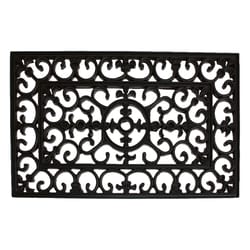 J & M Home Fashions 18 in. W X 30 in. L Black Wrought Iron Rubber Door Mat