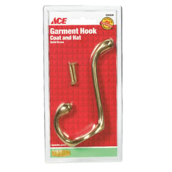 Ace 3-1/2 in. L Bright Brass Gold Brass Medium Garment Hook 1 pk