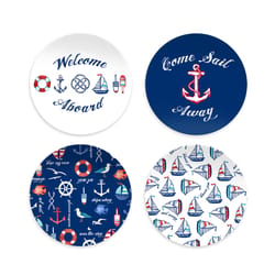 TarHong Assorted Melamine Nautical Salad Plate 4 pk