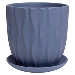 Chive Virago 5 in. D Ceramic Shape E Flower Pot Blue Grey