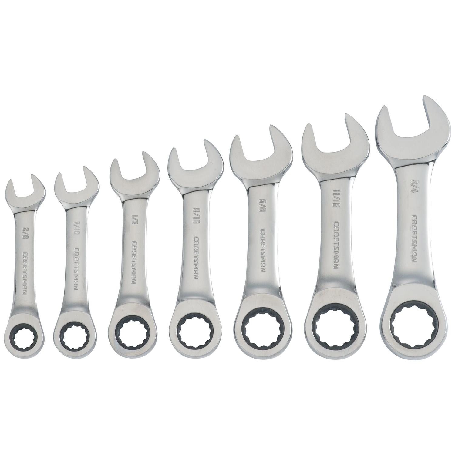 Craftsman SAE Stubby Ratcheting Combination Wrench Set 7 pc Uae Electronic uaeelectronic.com