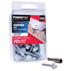 HILLMAN Power Pro No. 12 Ga. X 1.5 in. L Hex Drive Washer Head Coarse Roofing Screws