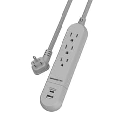 Monster Just Power It Up 4 ft. L 3 outlets Power Strip Gray