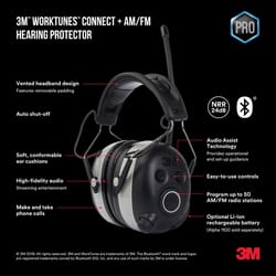 3M WorkTunes 24 dB Soft Foam Bluetooth Earplugs/Earphones w/Mic Black 1 pair