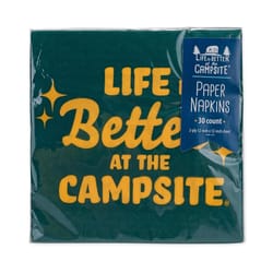 Camco Life is Better at the Campsite Green/Yellow Paper Retro Stars Napkin 6.5 in. D 30 ct