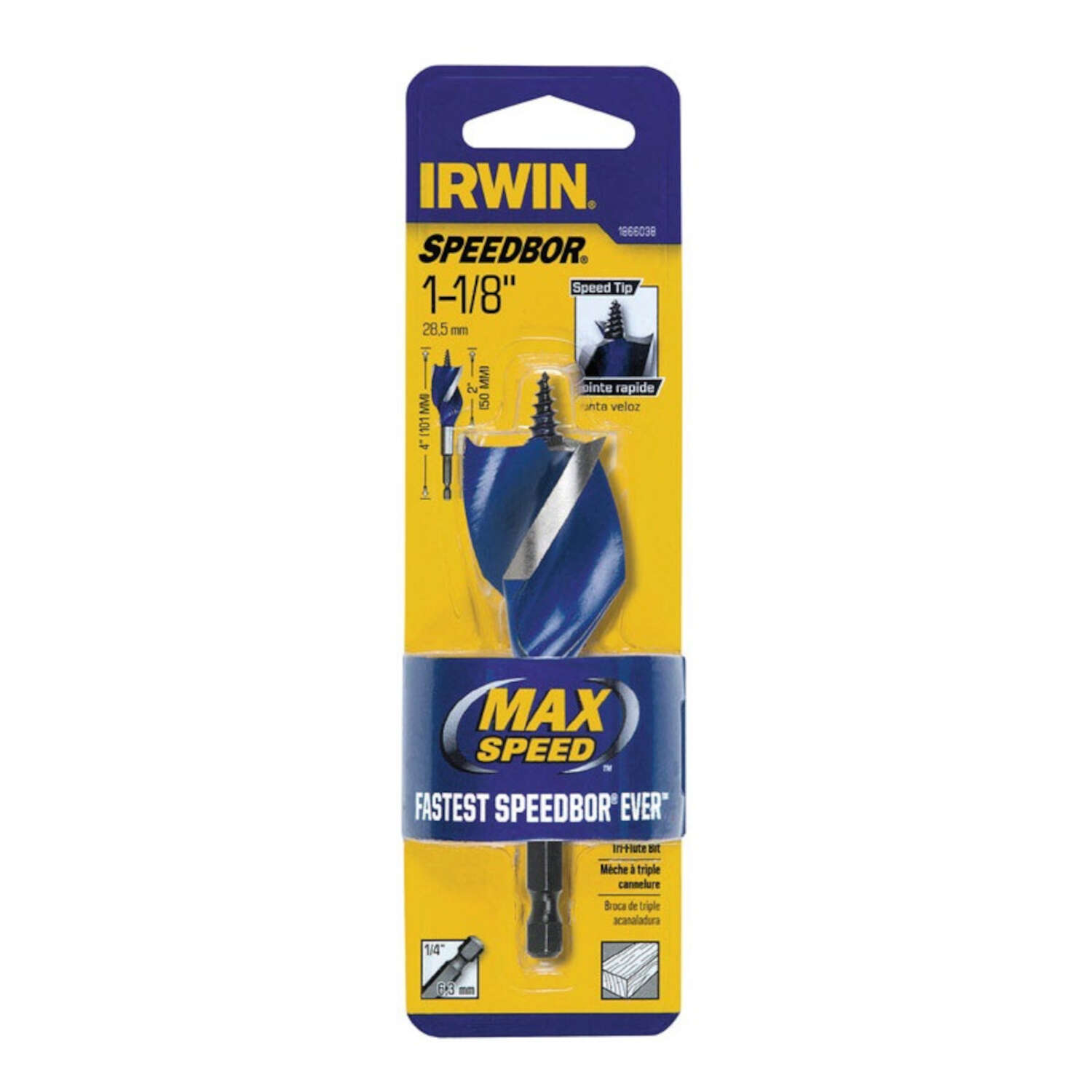 Speedbor 1866038 Irwin Tools Max Wood Drilling Bit 4-Inch by 1 1/8-Inch 