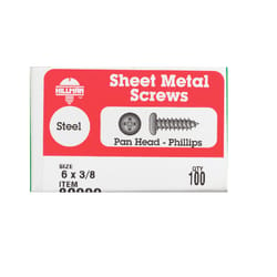 Hillman No. 6 X 3/8 in. L Phillips Pan Head Sheet Metal Screws 100 pk