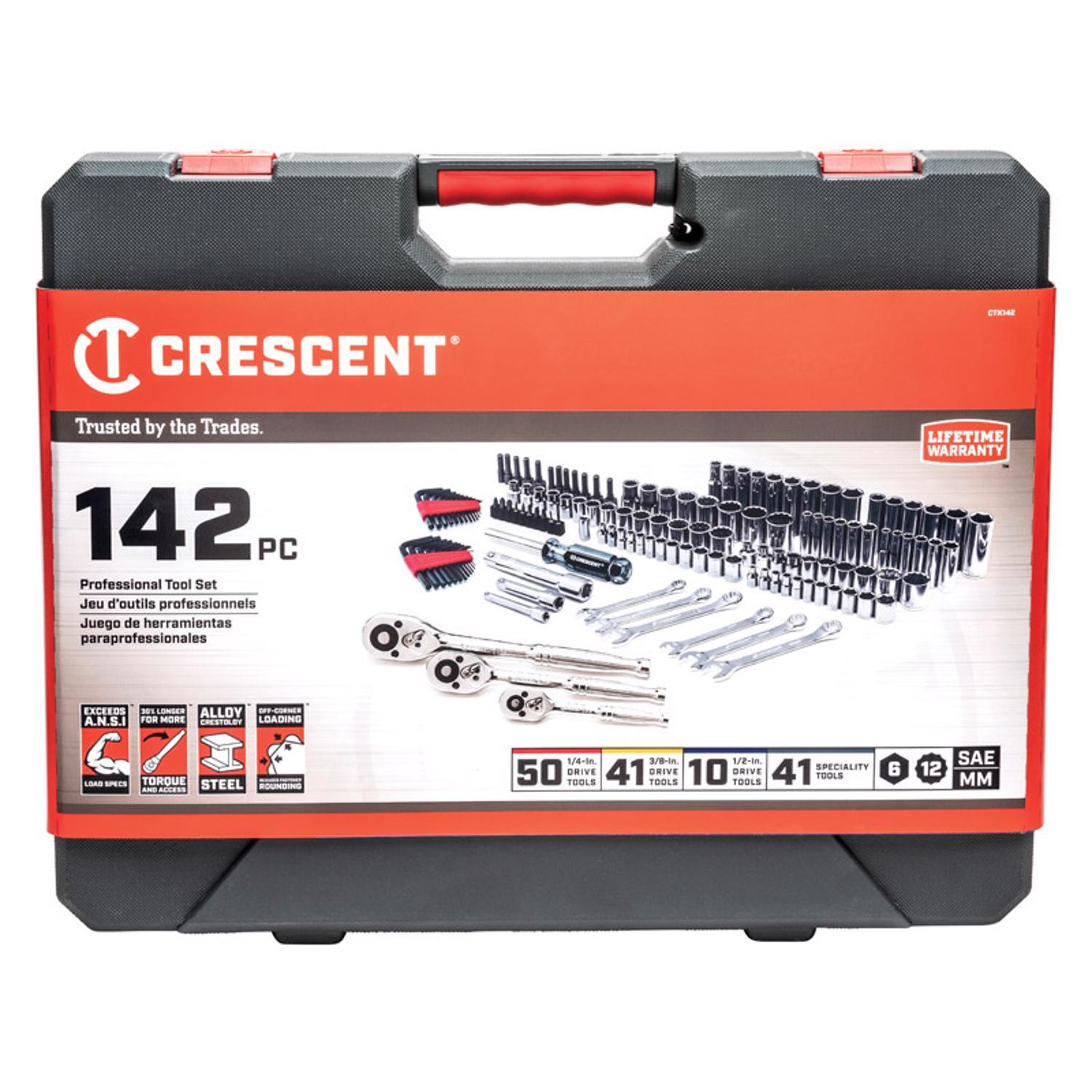 Crescent 1/4 & 3/8 & 1/2 in. drive Metric/SAE 6 and 12 Point Mechanic’s Tool Set 142 pc Sansujyuku sansujyuku.com