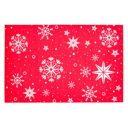 Modern Mat 20 in. W X 32 in. L Multi-Color Julie Snowflakes Polyester Door Mat