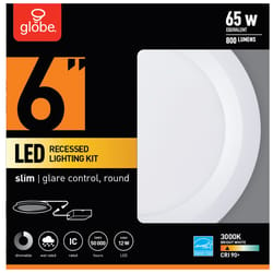 Globe Electric Ultra Slim Energy Star Frost White 6 in. W Metal LED Recessed Lighting Kit 12 W