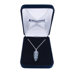 Montana Silversmiths Women's Hawk Feather Opal Blue/Silver Necklace Water Resistant