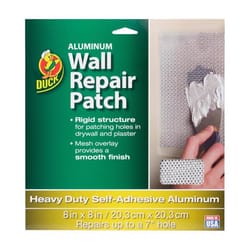 Duck 8 in. L X 8 in. W Reinforced Aluminum Silver Self Adhesive Wall Repair Patch