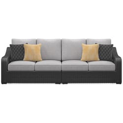 Signature Design by Ashley Beachcroft Black Aluminum Frame Casual Loveseat Light Gray