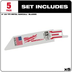 Milwaukee Sawzall 4 in. Bi-Metal Double Duty Upgrade Reciprocating Saw Blade 24 TPI 5 pk