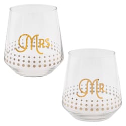 Karma Gifts Clear Glass Mr and Mrs Wine Glass 2 pk