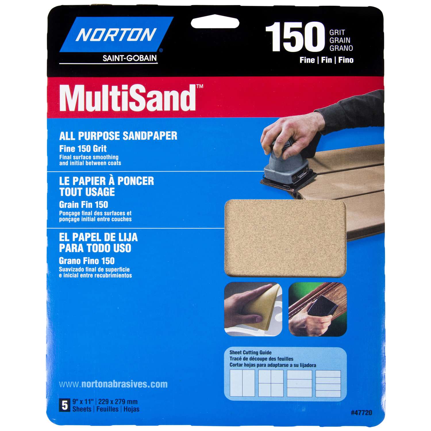 Norton MultiSand 11 in. L x 9 in. W 150 Grit Aluminum Oxide All Purpose