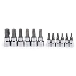 Crescent Assorted Sizes X 1/4 and 3/8 in. drive SAE 6 Point Torx Bit Socket Set 12 pc