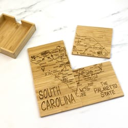 Totally Bamboo Black/Natural Bamboo Coaster Puzzle Set