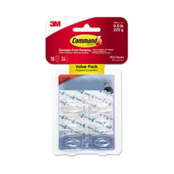 3M Command Mini Plastic Hook 1.08 in. L 18 pk