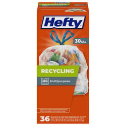 Hefty Recycling 30 gal No Scent Scent Trash Bags Drawstring 36 pk 0.69 mil