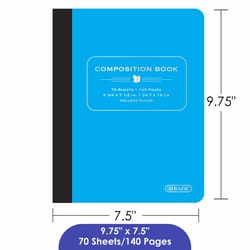 Bazic Products 9-3/4 in. W X 7-1/2 in. L College Ruled Stitched Assorted Poly Cover Composition Book