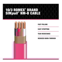 Southwire 25 ft. 10/3 Solid Romex Type NM-B WG Non-Metallic Wire