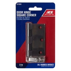 Ace 3 in. L Oil Rubbed Bronze Residential Door Hinge 1 pk