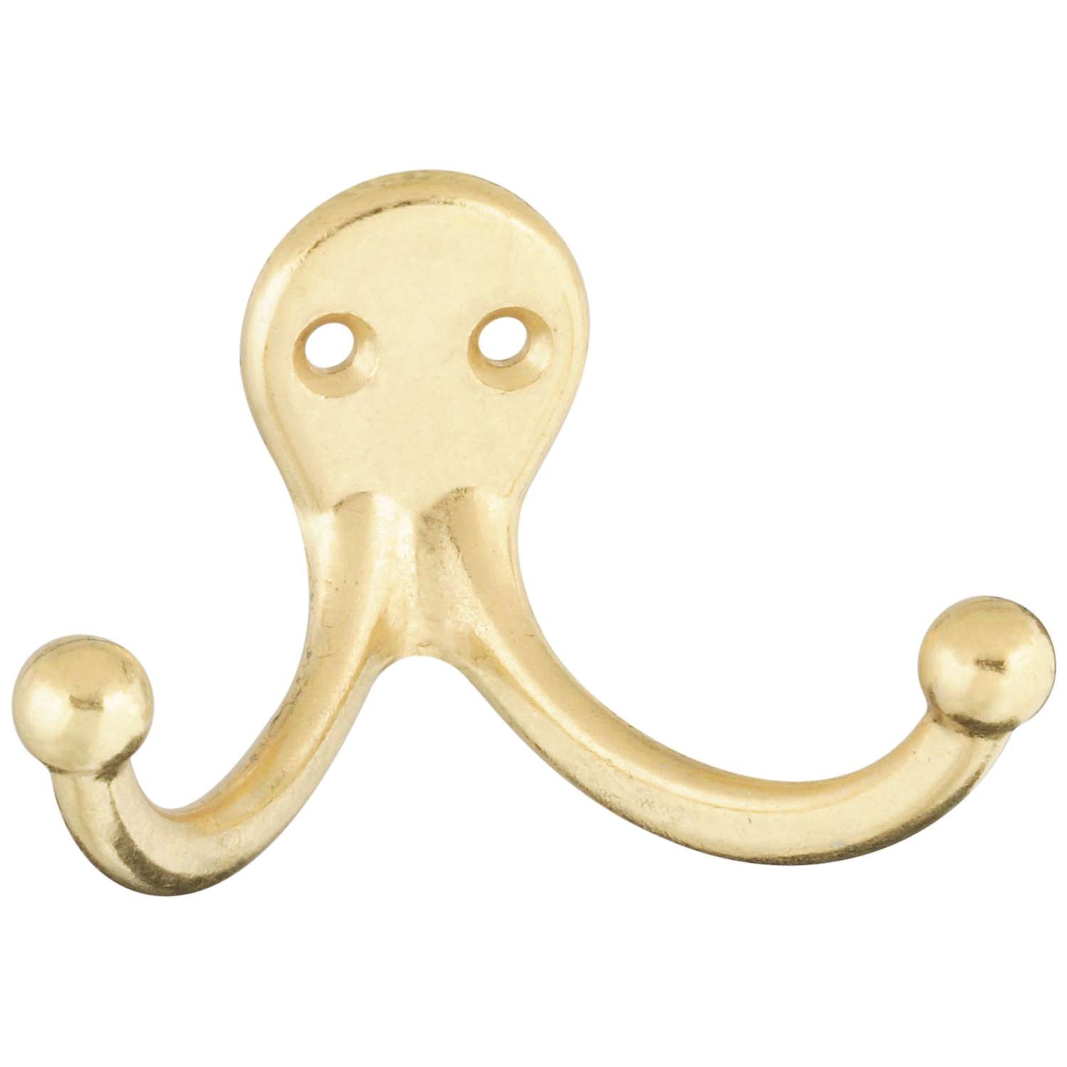 National Hardware Bright Brass Zinc Double Clothes Hook 35 lb. capacity ...