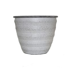 Robert Allen Ironstone 10 in. D Metal Woodsdale Planter Light Gray