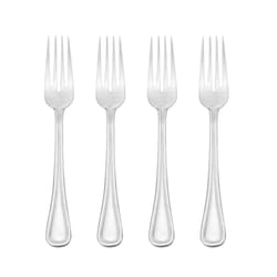 Pfaltzgraff Silver Stainless Steel Flatware Dinner Fork Set 4 pk