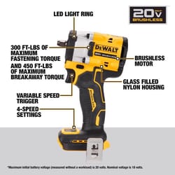 DeWalt 20V MAX 1/2 in. Cordless Brushless Mid-Range Impact Wrench Tool Only  - Ace Hardware