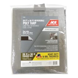 Ace 20 ft. W X 30 ft. L Heavy Duty Polyethylene Tarp Black/Silver