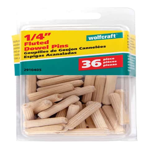 Wolfcraft Fluted Hardwood Dowel Pin 1/4 in. D X 1-1/8 in. L 1 pk Natural -  Ace Hardware