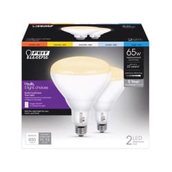 Feit LED BR40 E26 (Medium) LED Floodlight Bulb Tunable White/Color Changing 65 Watt Equivalence 2 pk