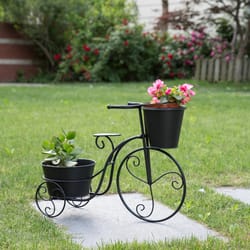 Glitzhome 20.75 in. H X 20 in. W X 7.25 in. D Metal Bicycle Garden Planter Black