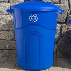 United Solutions 32 gal Blue Plastic Garbage Can Lid Included